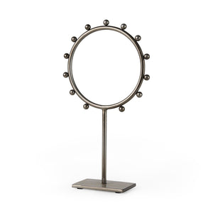 Mercana Elio Industrial-Style Decorative Hoop with Studded Rim for Modern Home Accents and Displays Gunmetal Gray Metal | 15 H 69679