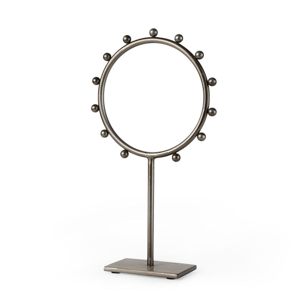 Mercana Elio Industrial-Style Decorative Hoop with Studded Rim for Modern Home Accents and Displays Gunmetal Gray Metal | 15 H 69679