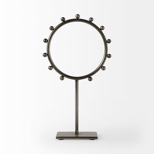 Mercana Elio Industrial-Style Decorative Hoop with Studded Rim for Modern Home Accents and Displays Gunmetal Gray Metal | 15 H 69679