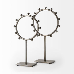 Mercana Elio Industrial-Style Decorative Hoop with Studded Rim for Modern Home Accents and Displays Gunmetal Gray Metal | 15 H 69679
