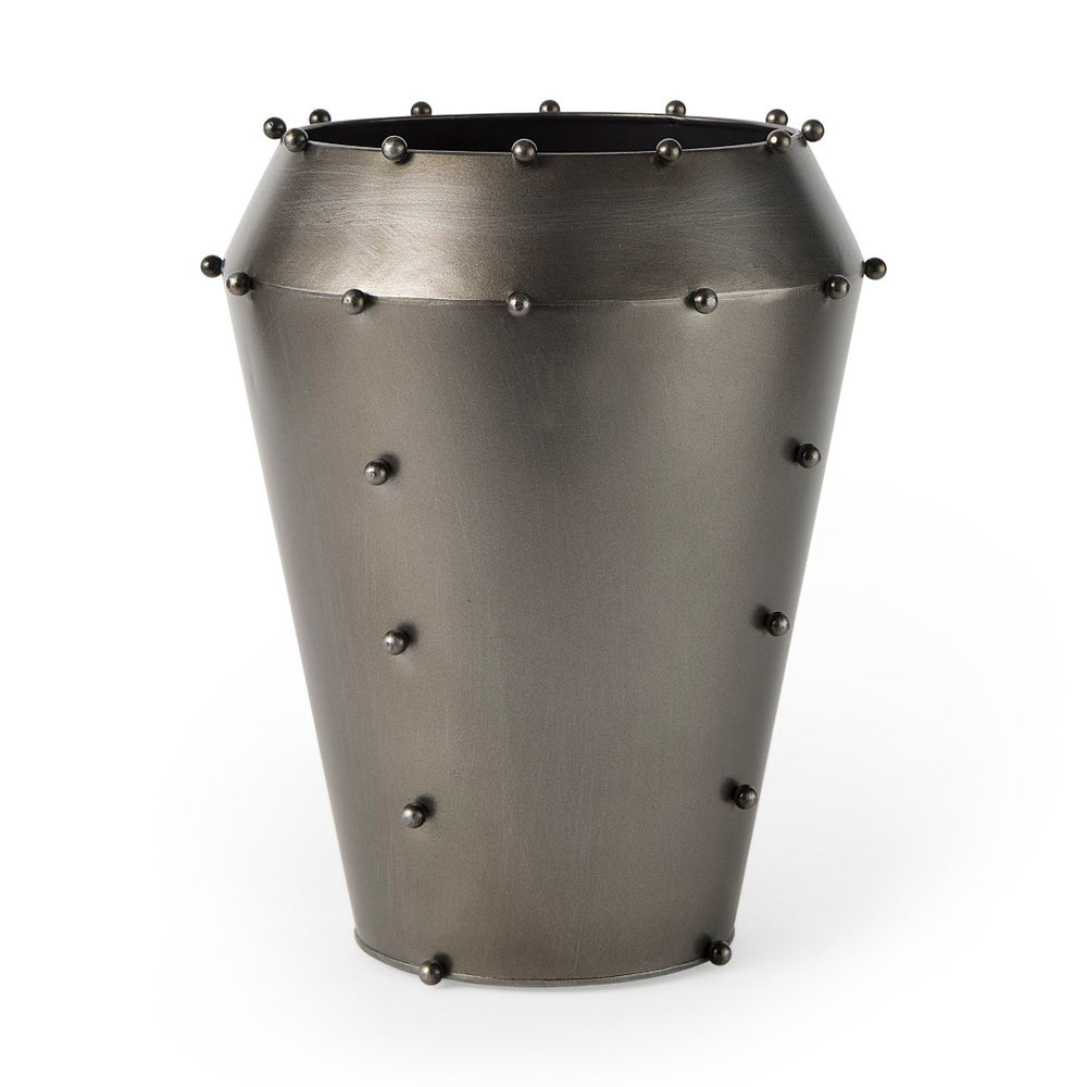 Mercana Elio Elegant Industrial Metal Vase with Decorative Studs – Striking Accent for Modern Interiors 69681
