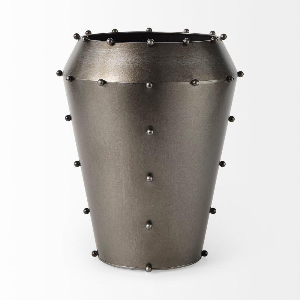 Mercana Elio Elegant Industrial Metal Vase with Decorative Studs – Striking Accent for Modern Interiors 69681