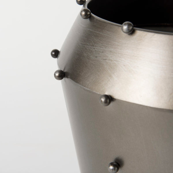Mercana Elio Elegant Industrial Metal Vase with Decorative Studs – Striking Accent for Modern Interiors 69681