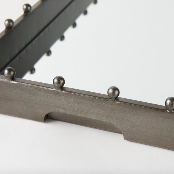 Mercana Elio Sleek Industrial Rectangle Tray with Mirrored Base and Decorative Studs for Stylish Decor 69682