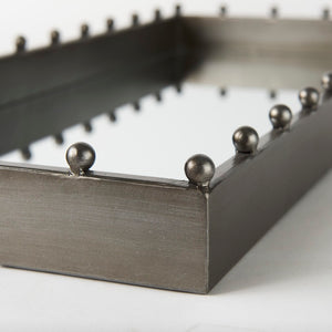 Mercana Elio Sleek Industrial Rectangle Tray with Mirrored Base and Decorative Studs for Stylish Decor 69682