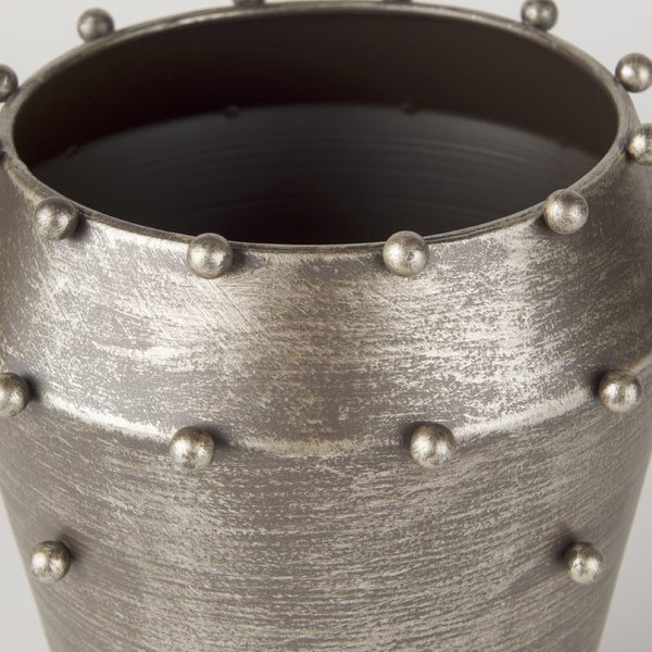 Mercana Elio Small Sculptural Metal Vase with Champagne Finish and Decorative Studs for Modern Spaces 69685