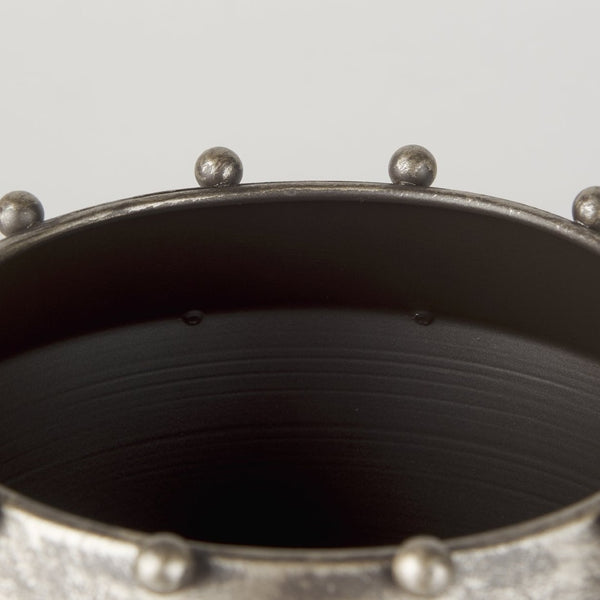 Mercana Elio Small Sculptural Metal Vase with Champagne Finish and Decorative Studs for Modern Spaces 69685