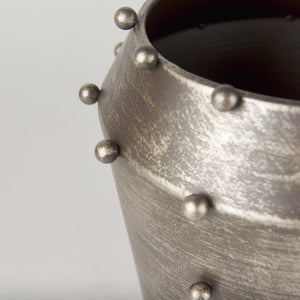 Mercana Elio Small Sculptural Metal Vase with Champagne Finish and Decorative Studs for Modern Spaces 69685