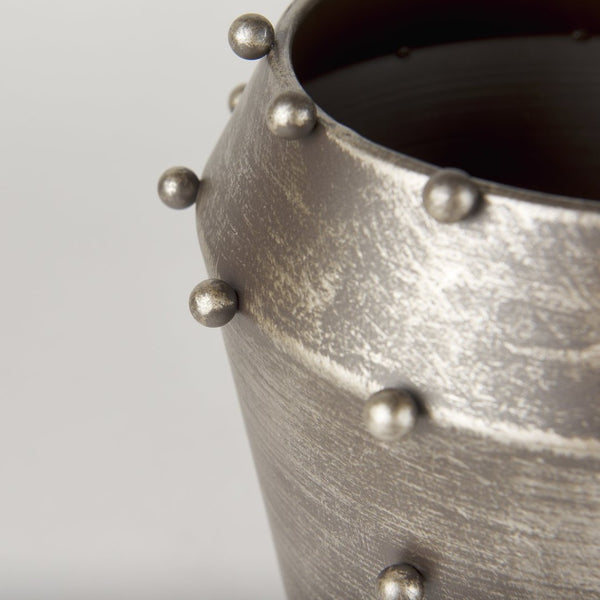 Mercana Elio Small Sculptural Metal Vase with Champagne Finish and Decorative Studs for Modern Spaces 69685