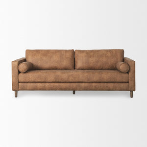 Mercana Loretta Elegant Cognac Three-Seater Sofa with Bolster Cushions for Modern Living and Comfort 69624