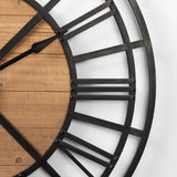 Mercana Lewiston 42.1L x 2.6W x 42.1H Black Iron W/Wood Round Wall Clock 69656