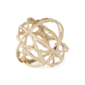 Mercana Kali Decorative Coastal Accent - Small Paper-Wrapped Metal Object for Modern Farmhouse Interiors Beige Metal | 5H 69670