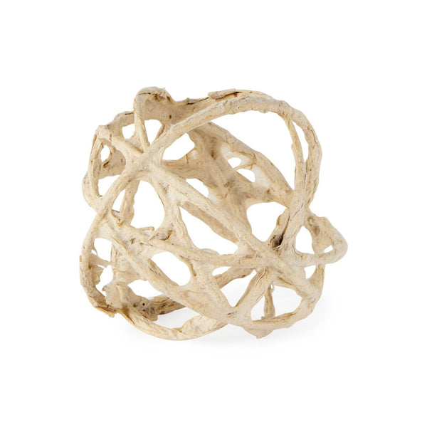 Mercana Kali Decorative Coastal Accent - Small Paper-Wrapped Metal Object for Modern Farmhouse Interiors Beige Metal | 5H 69670