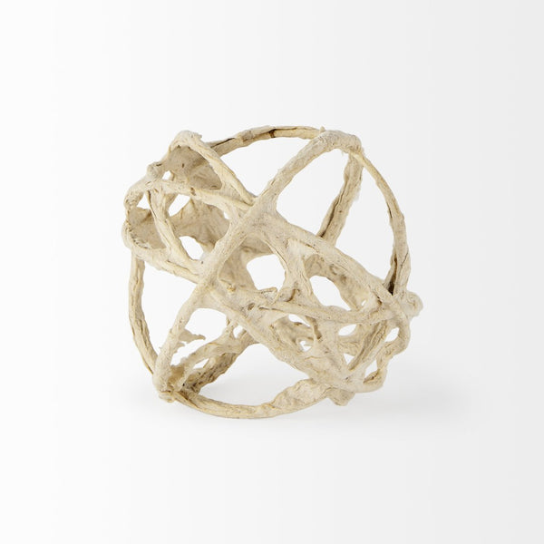 Mercana Kali Decorative Coastal Accent - Small Paper-Wrapped Metal Object for Modern Farmhouse Interiors Beige Metal | 5H 69670