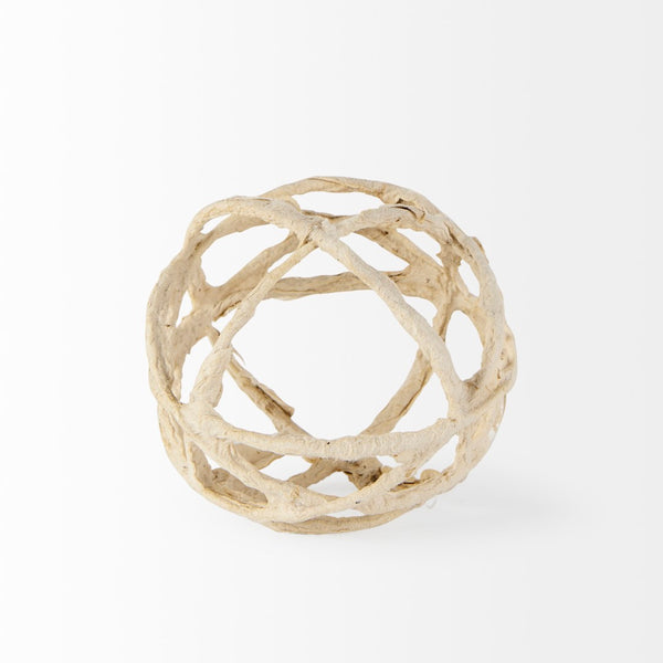 Mercana Kali Decorative Coastal Accent - Small Paper-Wrapped Metal Object for Modern Farmhouse Interiors Beige Metal | 5H 69670