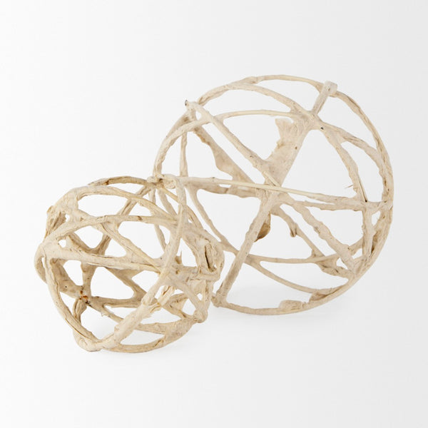 Mercana Kali Decorative Coastal Accent - Small Paper-Wrapped Metal Object for Modern Farmhouse Interiors Beige Metal | 5H 69670