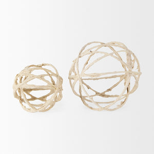 Mercana Kali Decorative Coastal Accent - Small Paper-Wrapped Metal Object for Modern Farmhouse Interiors Beige Metal | 5H 69670