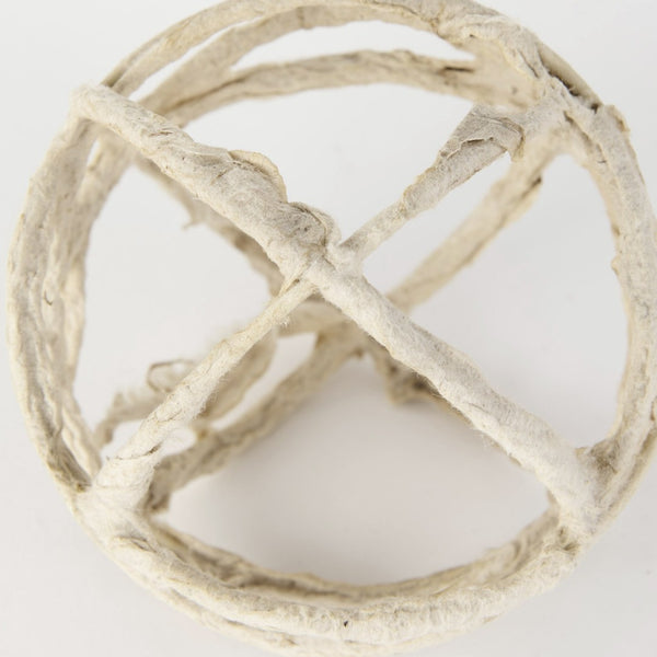 Mercana Kali Decorative Coastal Accent - Small Paper-Wrapped Metal Object for Modern Farmhouse Interiors Beige Metal | 5H 69670