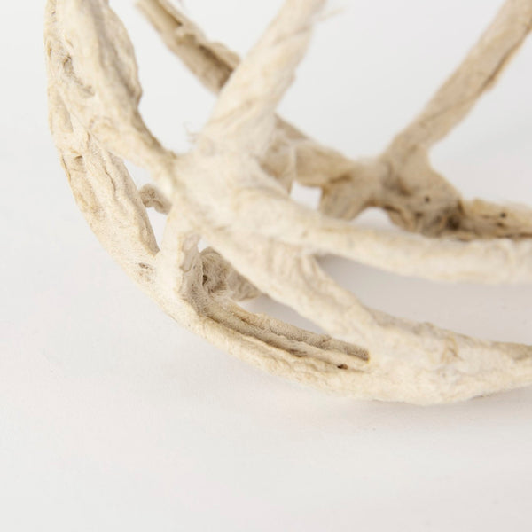 Mercana Kali Decorative Coastal Accent - Small Paper-Wrapped Metal Object for Modern Farmhouse Interiors Beige Metal | 5H 69670