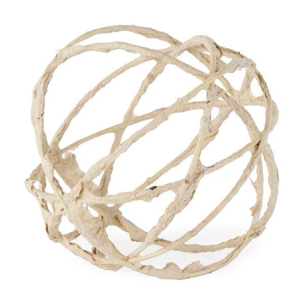 Mercana Kali Decorative Coastal Accent - Small Paper-Wrapped Metal Object for Modern Farmhouse Interiors Beige Metal | 7H 69671