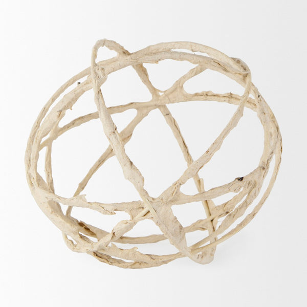 Mercana Kali Decorative Coastal Accent - Small Paper-Wrapped Metal Object for Modern Farmhouse Interiors Beige Metal | 7H 69671