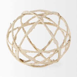 Mercana Kali Decorative Coastal Accent - Small Paper-Wrapped Metal Object for Modern Farmhouse Interiors Beige Metal | 7H 69671