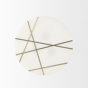 Mercana Vivienne Small Round Side Table: Elegant Marble & Antique Gold Design for Modern Living Spaces White Marble | Gold Metal | 19.0H 69674