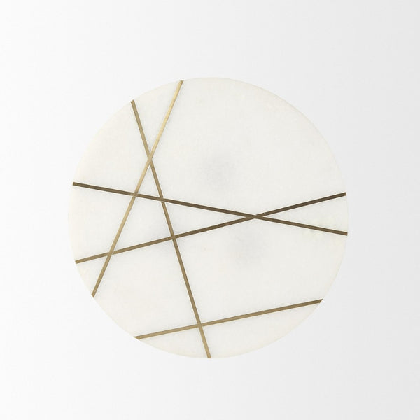 Mercana Vivienne Small Round Side Table: Elegant Marble & Antique Gold Design for Modern Living Spaces White Marble | Gold Metal | 19.0H 69674