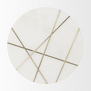 Mercana Vivienne Small Round Side Table: Elegant Marble & Antique Gold Design for Modern Living Spaces White Marble | Gold Metal | 23.0H 69675