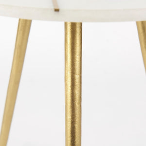 Mercana Vivienne Small Round Side Table: Elegant Marble & Antique Gold Design for Modern Living Spaces White Marble | Gold Metal | 23.0H 69675
