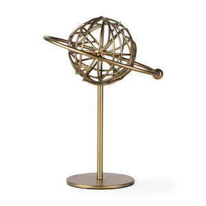 Mercana Atlas Celestial Metal Sculpture - Contemporary Ringed Planet Accent for Home & Office Décor Gold Metal | 12.0H 69997