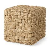 Adele  17.7L x 17.7W x 17.7H Medium Brown Seagrass Woven Square Pouf