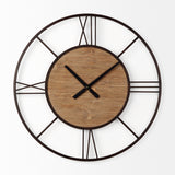 Mercana Brielle 29.9L x 2.1W x 29.9H Black Iron W/Wood Round Wall Clock 69653