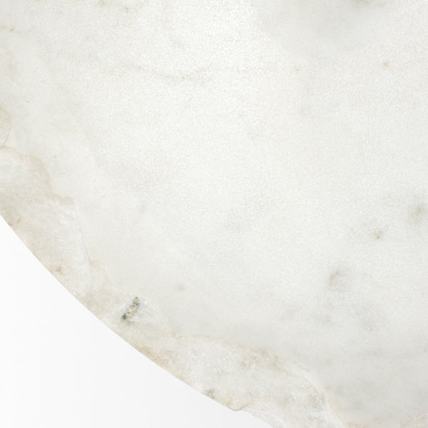 Mercana Reinhold Round Live-Edge Marble Top Side Table with Antique Gold Base for Luxe Home Décor Elegance Marble Top | Gold Metal 68233-AB