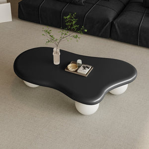 English Elm 47 Inch Cloud-Shaped Coffee Table With 3 Ball Legs - Modern Black & White Design For Living Rooms W1435S00017