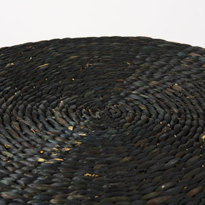 Mercana Dina Round Coffee Table Pouf - Handcrafted Natural Fiber Accent for Boho and Modern Interiors Black Cornhusk | 29.5" 69579