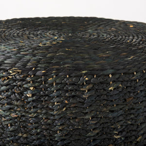 Mercana Dina Round Coffee Table Pouf - Handcrafted Natural Fiber Accent for Boho and Modern Interiors Black Cornhusk | 29.5" 69579