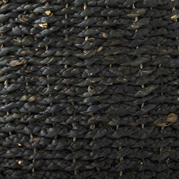 Mercana Dina Round Coffee Table Pouf - Handcrafted Natural Fiber Accent for Boho and Modern Interiors Black Cornhusk | 29.5" 69579