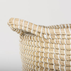 Mercana Maddie Elegant Handwoven Seagrass Baskets for Stylish Storage, Coastal Decor, and Organizing Essentials Brown Seagrass | Black Bottom | Set of 3 69595
