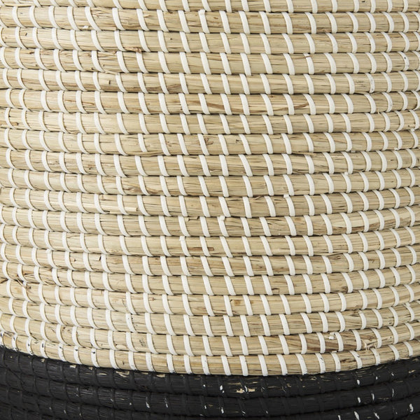 Mercana Maddie Elegant Handwoven Seagrass Baskets for Stylish Storage, Coastal Decor, and Organizing Essentials Brown Seagrass | Black Bottom | Set of 3 69595