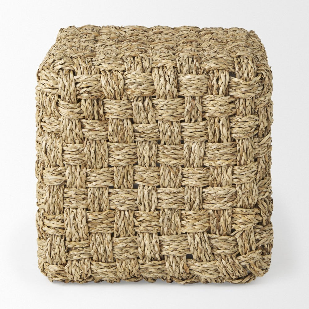 Mercana Adele Handwoven Square Pouf: Natural Texture & Versatile Seating for Stylish Home Decor Spaces 69605