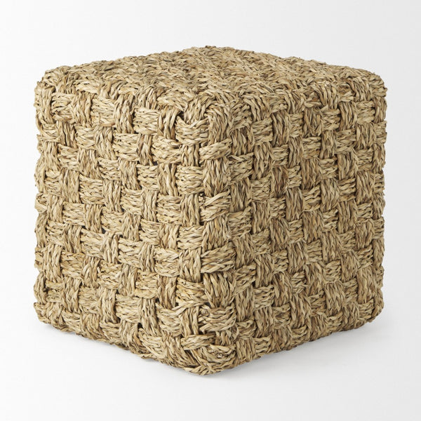 Mercana Adele Handwoven Square Pouf: Natural Texture & Versatile Seating for Stylish Home Decor Spaces 69605