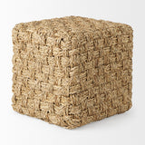 Mercana Adele  17.7L x 17.7W x 17.7H Medium Brown Seagrass Woven Square Pouf  69605