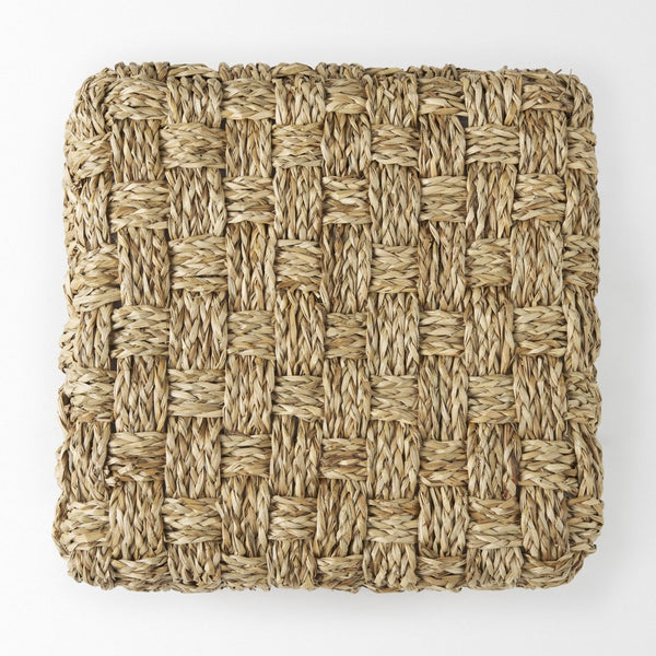 Mercana Adele Handwoven Square Pouf: Natural Texture & Versatile Seating for Stylish Home Decor Spaces 69605