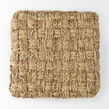 Mercana Adele  17.7L x 17.7W x 17.7H Medium Brown Seagrass Woven Square Pouf  69605