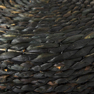 Mercana Dina Round Coffee Table Pouf - Handcrafted Natural Fiber Accent for Boho and Modern Interiors Black Cornhusk | 17.7" 69606