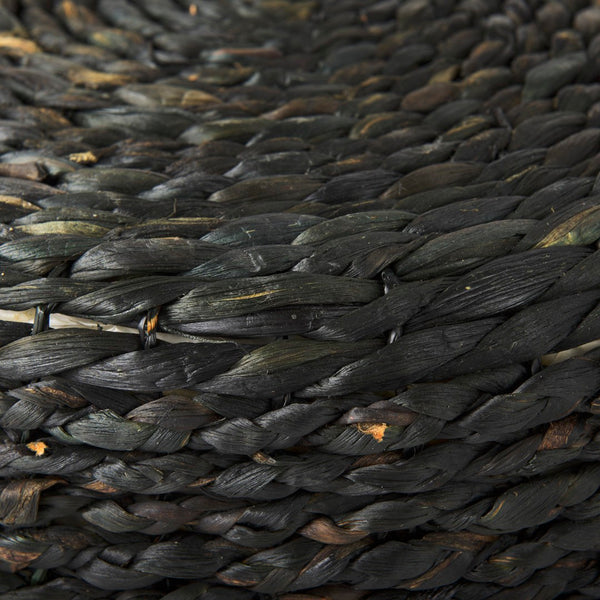 Mercana Dina Round Coffee Table Pouf - Handcrafted Natural Fiber Accent for Boho and Modern Interiors Black Cornhusk | 17.7" 69606