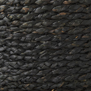 Mercana Dina Round Coffee Table Pouf - Handcrafted Natural Fiber Accent for Boho and Modern Interiors Black Cornhusk | 17.7" 69606