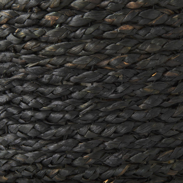 Mercana Dina Round Coffee Table Pouf - Handcrafted Natural Fiber Accent for Boho and Modern Interiors Black Cornhusk | 17.7" 69606