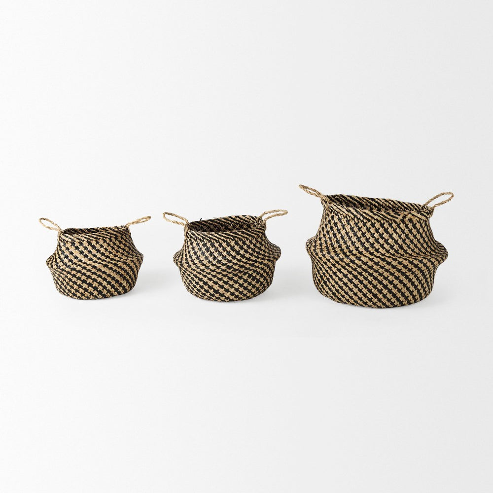 Mercana Gaia Handwoven Baskets - Coastal-Inspired Storage Solution for Boho & Tropical Decor Enhancements 69607